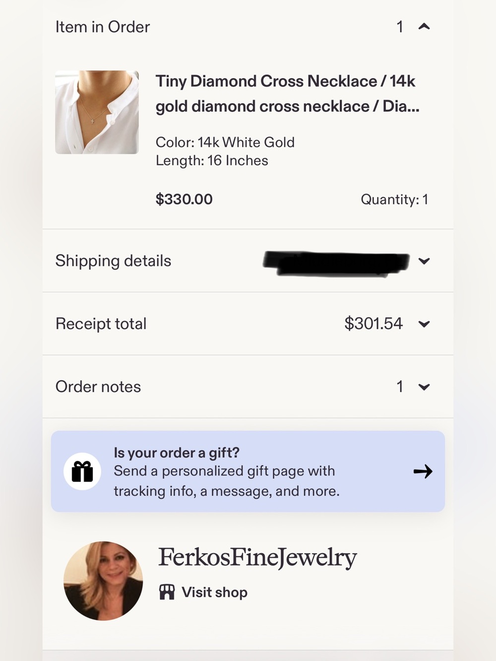 Dainty Diamond Cross Necklace - Picture 4 of 6
